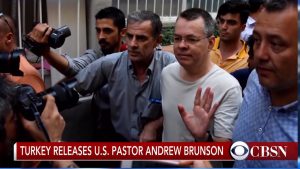 Pastor Andrew Brunson being released from a Turkish prison